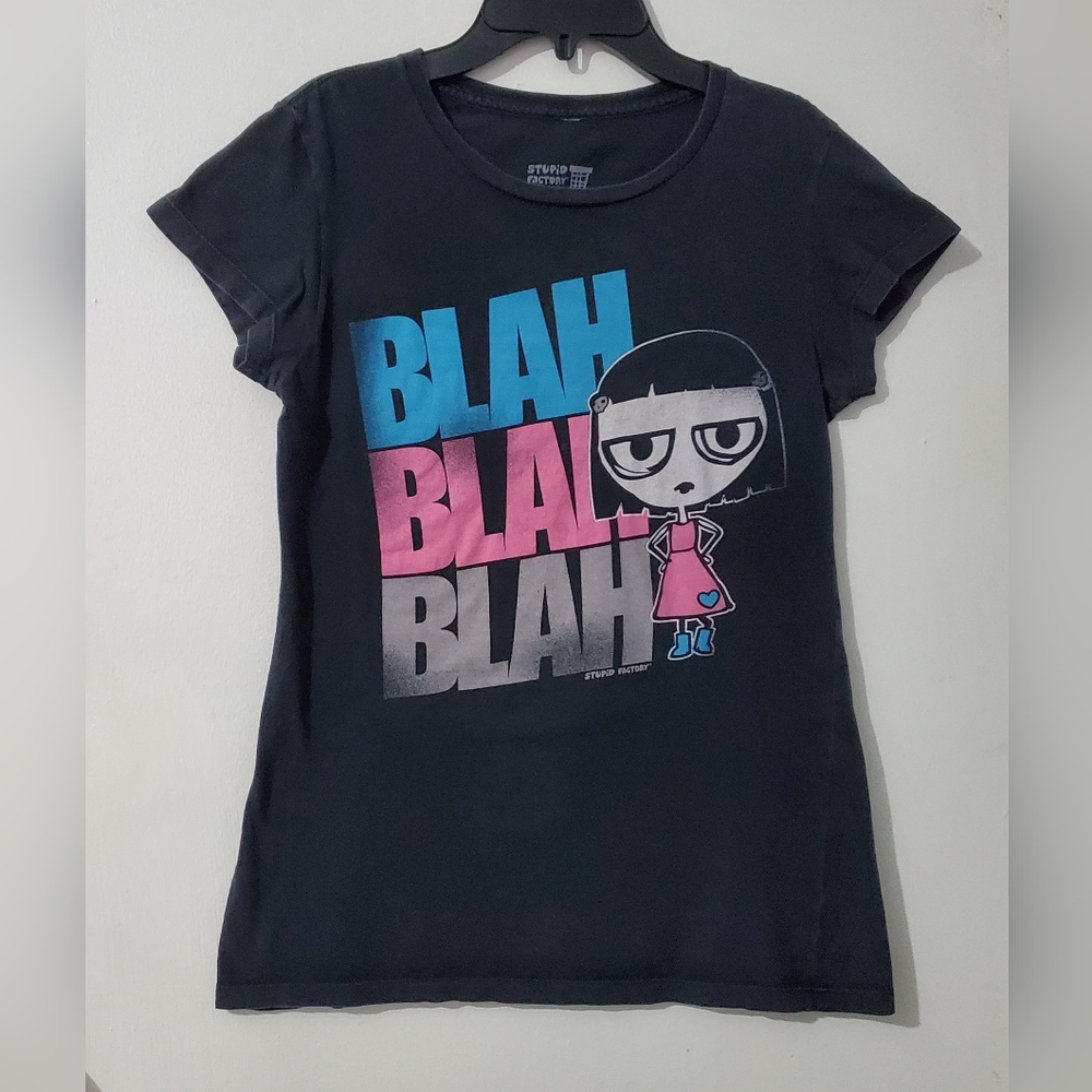 Stupid Factory juniors "Blah Blah Blah" graphic tee. In used condition.